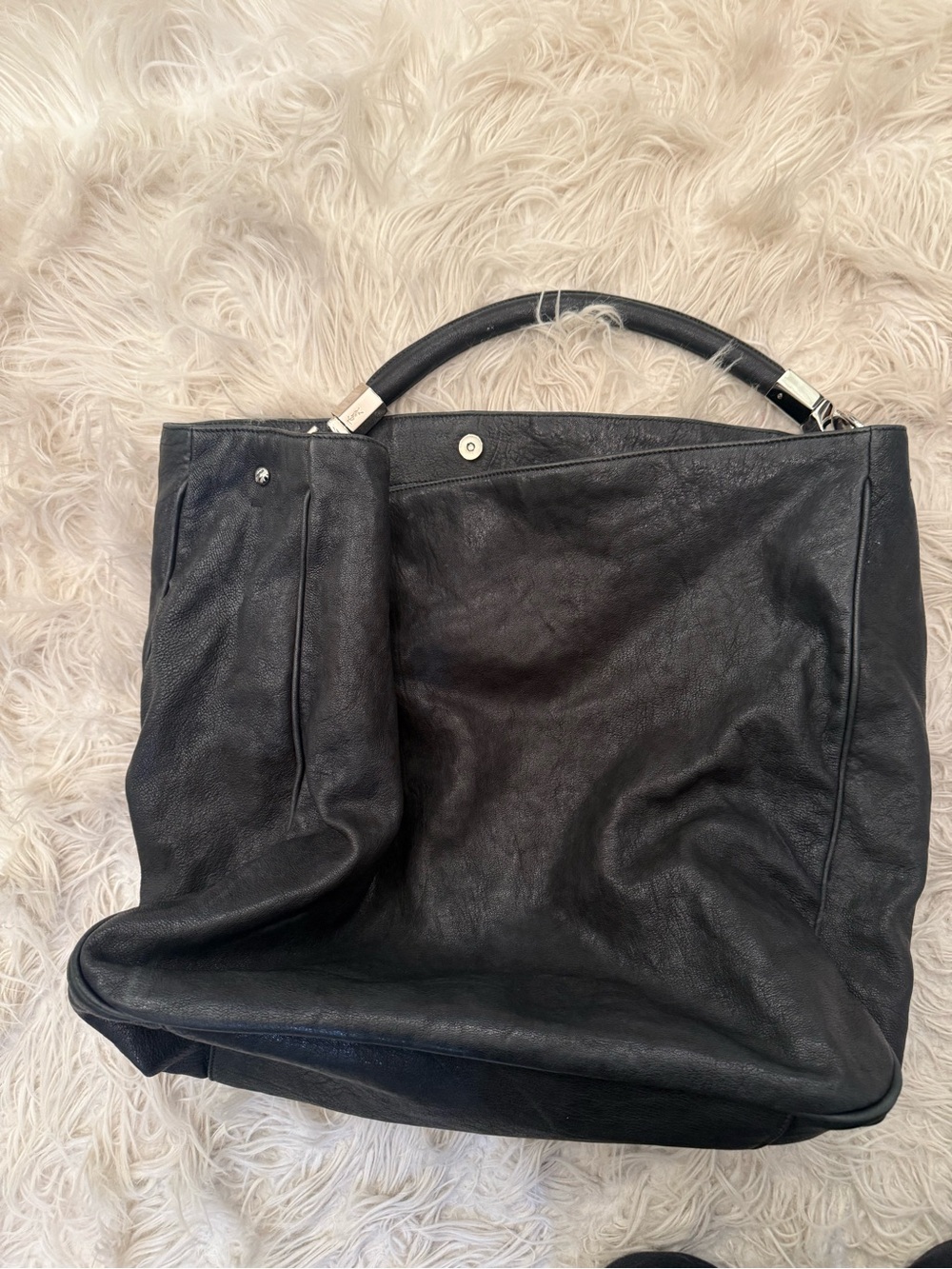 Yves Saint Laurent Black Leather Tote with Top Handle